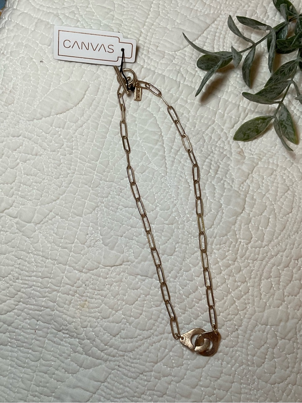 Bella Canvas Gold Link Necklace with Interlocking Charm